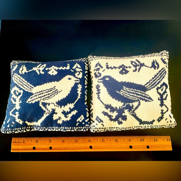 🦋Two Textile Bird Accent Mini Pillows Bundle - Picture 2 of 10